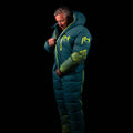 a fit photo of legendary american mountaineer Ed Viesturs wearing the HIMALI 8000m down suit