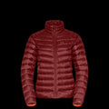 a product photo of the womens non-hooded accelerator down jacket in colorway MONK RED with 850 fill power RDS certified HyperDry down jacket