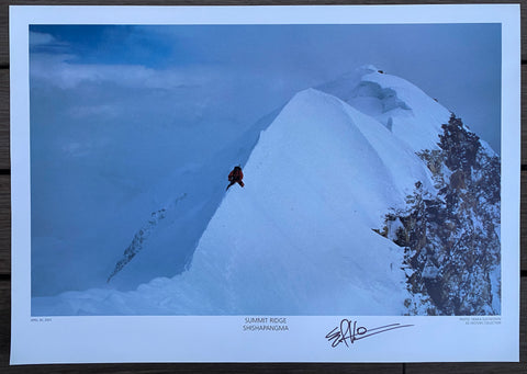 Summit Ridge of Shishapangma Poster | Signed by Ed Viesturs