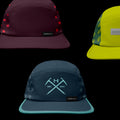 a combination of boulder performance 5 panel hats made with premium quick dry materials