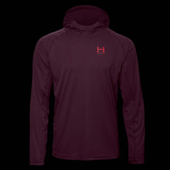 product image of a mens eclipse sun hoodie in the colorway Hypoxic hilighting the UV protective and breathable fabric