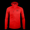 Product photo of the HIMALI Limitless Grid Fleece Hoodie in the colorway IGNITION RED