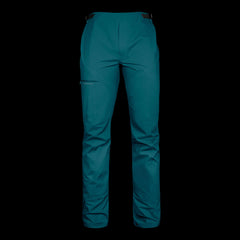A product photo of the Men's Monsoon Hardshell 4-Season Waterproof pants in the color Electric Teal made of a 20K/20K Waterproof Breathable Membrane