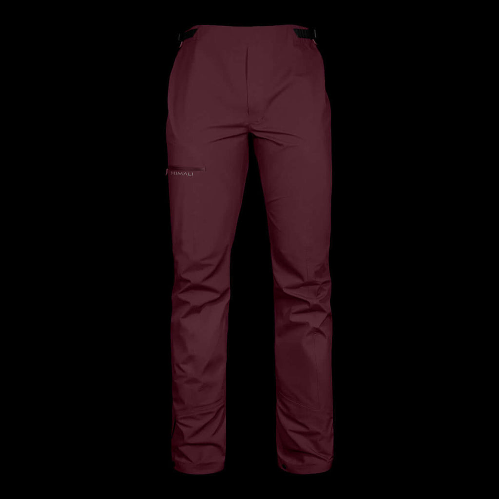 A product photo of the Men's Monsoon Hardshell 4-Season Waterproof pants in the color Meditation Red made of a 20K/20K Waterproof Breathable Membrane