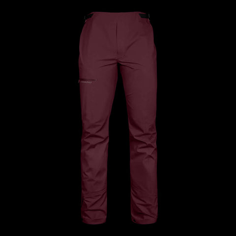 A product photo of the Men's Monsoon Hardshell 4-Season Waterproof pants in the color Meditation Red made of a 20K/20K Waterproof Breathable Membrane