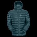 product photo of the mens hooded Peak 7 down jacket in colorway MOOONLIT TEAL with 700 fill power RDS certified HyperDry down jacket