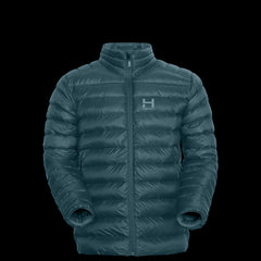 product photo of the mens NONhooded Peak 7 down jacket in colorway MOONLIT TEAL with 700 fill power RDS certified HyperDry down jacket