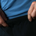 detailed fit photo of the zippered hand pocket on the mens pursuit workout shorts