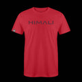 product photo of the mens pursuit short sleeve tech tee in colorway HORIZON RED with a large HIMALI logo written across the center chest
