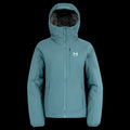a product photo of the womens ascent stretch hoodie with 100g primaloft gold insulation in colorway BLUE FOG