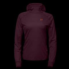 product image of a womens eclipse sun hoodie in the colorway Hypoxic hilighting the UV protection and breathable fabric