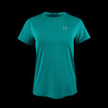 product photo of the womens pursuit short sleeve tech tee in colorway ELECTRIC MINT with a small HIMALI logo on the left chest