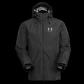 A product photo of the Men's Monsoon Hardshell 4-Season Waterproof jacket in the color Charcoal made of a 20K/20K Waterproof Breathable Membrane