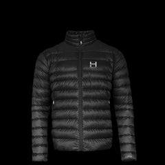 a product photo of the mens non-hooded accelerator down jacket in colorway DEEP SPACE with 850 fill power RDS certified HyperDry down jacket