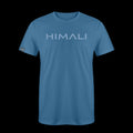 product photo of the mens pursuit short sleeve tech tee in colorway MINDFUL BLUE with a large HIMALI logo written across the center chest 