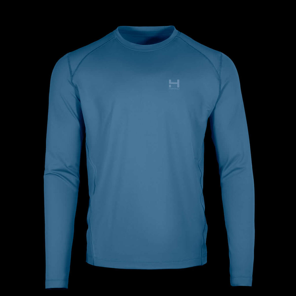 product photo of the mens pursuit long sleeve tech tee in colorway MINDFUL BLUE with a small HIMALI logo on the left chest