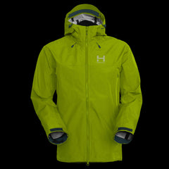A product photo of the Men's Monsoon Hardshell 4-Season Waterproof jacket in the color ANTI-Freeze made of a 20K/20K Waterproof Breathable Membrane
