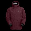 A product photo of the Men's Monsoon Hardshell 4-Season Waterproof jacket in the color Meditation Red made of a 20K/20K Waterproof Breathable Membrane