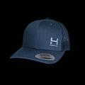 a product photo of the HIMALI Guides Mesh Back Curve Bill Snapback Hat in colorway navy